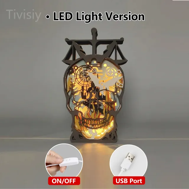 Libra Wooden Night Light,Skull Artwork,Must Have For Astrology Lovers, Exclusive Design